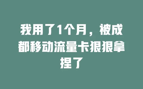 我用了1个月，被成都移动流量卡狠狠拿捏了