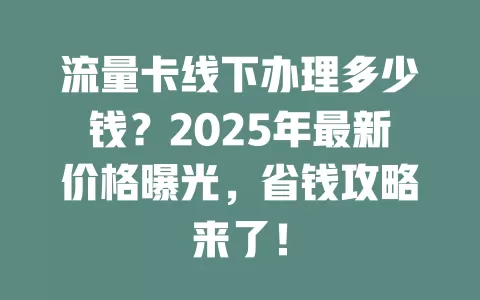 流量卡线下办理多少钱？2025年最新价格曝光，省钱攻略来了！