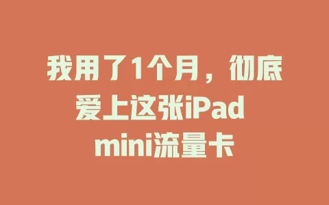 我用了1个月，彻底爱上这张iPad mini流量卡