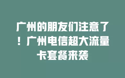 广州的朋友们注意了！广州电信超大流量卡套餐来袭
