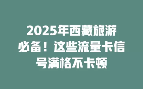 2025年西藏旅游必备！这些流量卡信号满格不卡顿