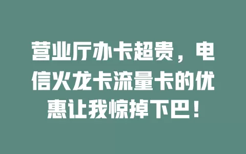 营业厅办卡超贵，电信火龙卡流量卡的优惠让我惊掉下巴！