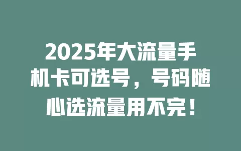 2025年大流量手机卡可选号，号码随心选流量用不完！
