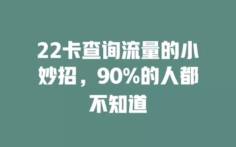 22卡查询流量的小妙招，90%的人都不知道