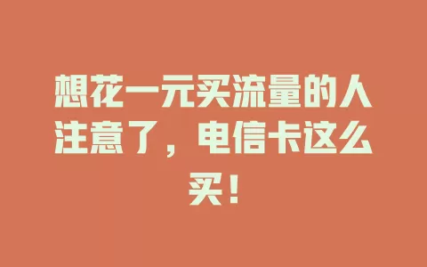 想花一元买流量的人注意了，电信卡这么买！