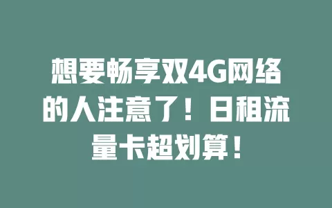 想要畅享双4G网络的人注意了！日租流量卡超划算！