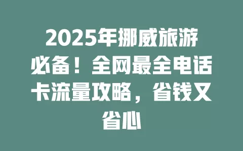 2025年挪威旅游必备！全网最全电话卡流量攻略，省钱又省心