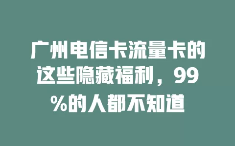 广州电信卡流量卡的这些隐藏福利，99%的人都不知道