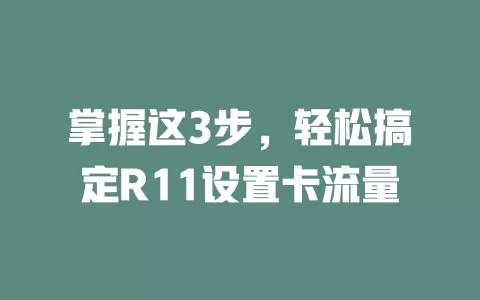 掌握这3步，轻松搞定R11设置卡流量
