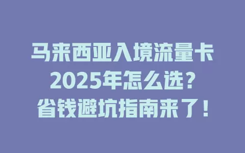 马来西亚入境流量卡2025年怎么选？省钱避坑指南来了！