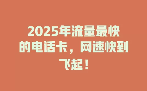 2025年流量最快的电话卡，网速快到飞起！