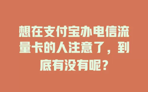 想在支付宝办电信流量卡的人注意了，到底有没有呢？
