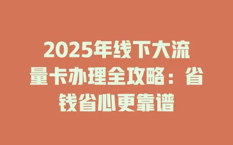 2025年线下大流量卡办理全攻略：省钱省心更靠谱