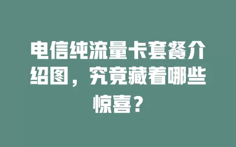 电信纯流量卡套餐介绍图，究竟藏着哪些惊喜？
