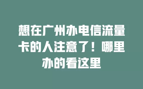 想在广州办电信流量卡的人注意了！哪里办的看这里
