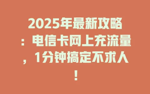 2025年最新攻略：电信卡网上充流量，1分钟搞定不求人！