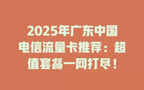 2025年广东中国电信流量卡推荐：超值套餐一网打尽！