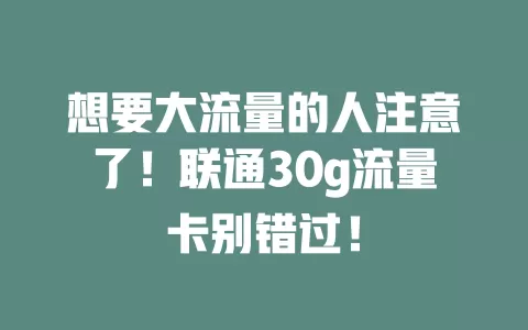 想要大流量的人注意了！联通30g流量卡别错过！