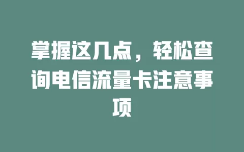 掌握这几点，轻松查询电信流量卡注意事项