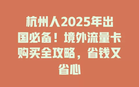 杭州人2025年出国必备！境外流量卡购买全攻略，省钱又省心