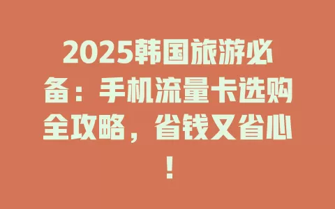 2025韩国旅游必备：手机流量卡选购全攻略，省钱又省心！
