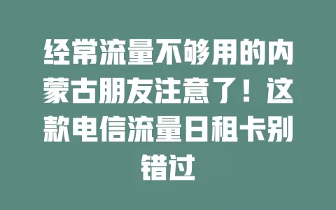 经常流量不够用的内蒙古朋友注意了！这款电信流量日租卡别错过