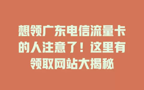想领广东电信流量卡的人注意了！这里有领取网站大揭秘