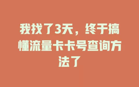 我找了3天，终于搞懂流量卡卡号查询方法了
