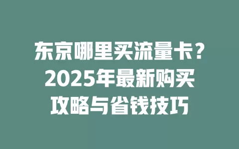 东京哪里买流量卡？2025年最新购买攻略与省钱技巧