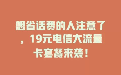 想省话费的人注意了，19元电信大流量卡套餐来袭！