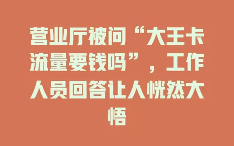 营业厅被问“大王卡流量要钱吗”，工作人员回答让人恍然大悟