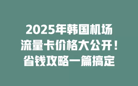 2025年韩国机场流量卡价格大公开！省钱攻略一篇搞定