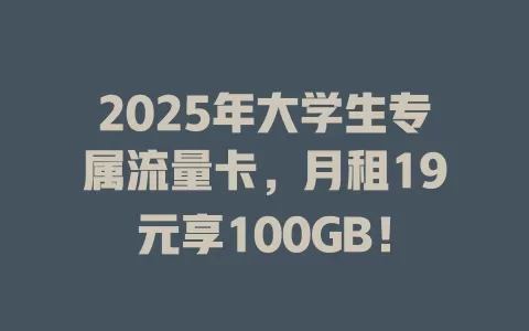 2025年大学生专属流量卡，月租19元享100GB！