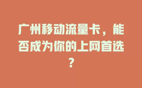 广州移动流量卡，能否成为你的上网首选？