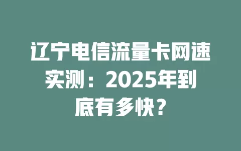 辽宁电信流量卡网速实测：2025年到底有多快？