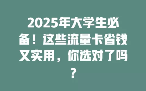 2025年大学生必备！这些流量卡省钱又实用，你选对了吗？