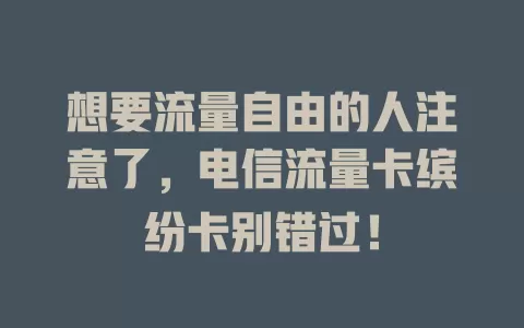 想要流量自由的人注意了，电信流量卡缤纷卡别错过！