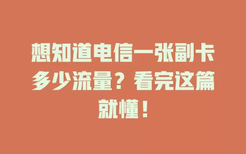 想知道电信一张副卡多少流量？看完这篇就懂！