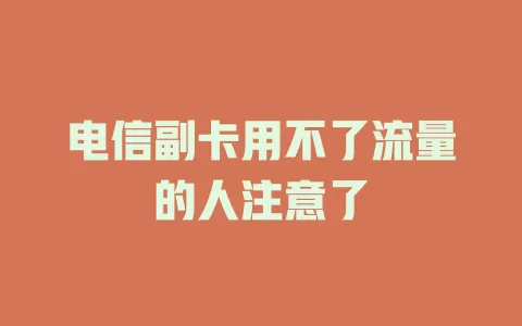 电信副卡用不了流量的人注意了
