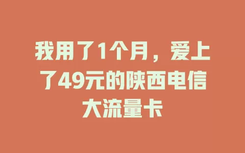 我用了1个月，爱上了49元的陕西电信大流量卡