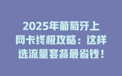 2025年葡萄牙上网卡终极攻略：这样选流量套餐最省钱！