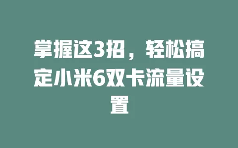 掌握这3招，轻松搞定小米6双卡流量设置