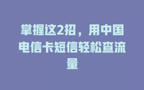 掌握这2招，用中国电信卡短信轻松查流量