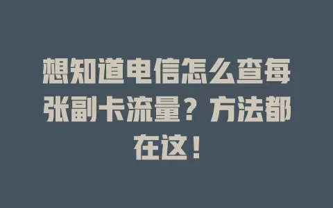 想知道电信怎么查每张副卡流量？方法都在这！