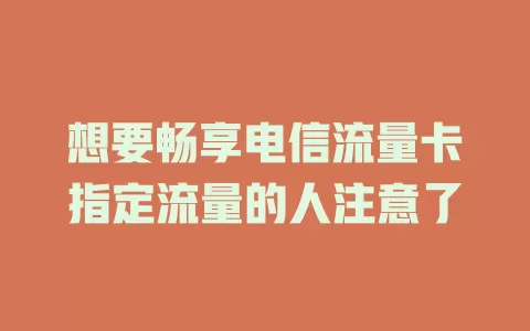 想要畅享电信流量卡指定流量的人注意了