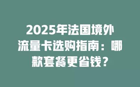 2025年法国境外流量卡选购指南：哪款套餐更省钱？