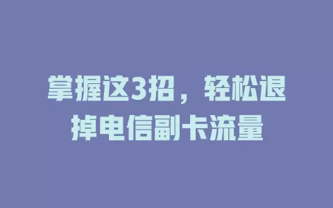 掌握这3招，轻松退掉电信副卡流量