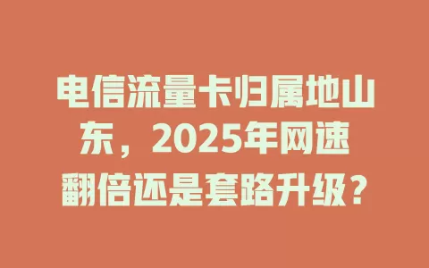 电信流量卡归属地山东，2025年网速翻倍还是套路升级？
