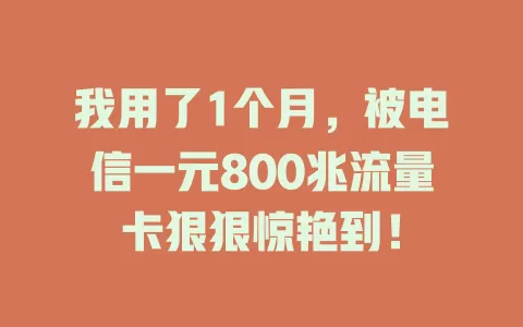 我用了1个月，被电信一元800兆流量卡狠狠惊艳到！