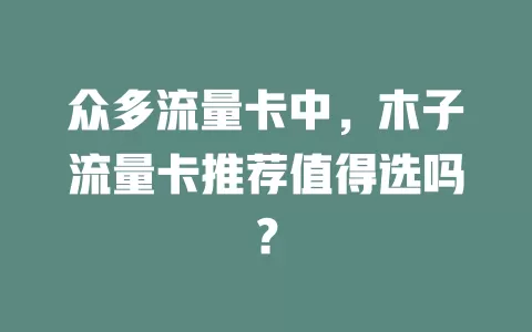众多流量卡中，木子流量卡推荐值得选吗？